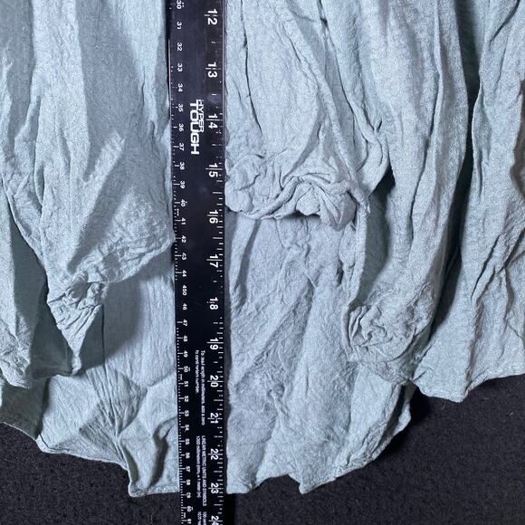 Silence + Noise Women Blouse Sage Green Criss Cross V Neck Long Sleeve Medium - Picture 7 of 11